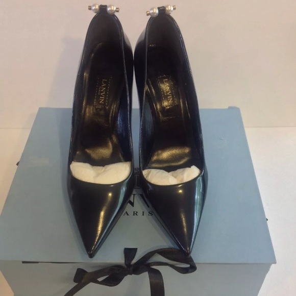 Lanvin Paris Black Pearl Heels Pumps RARE! Size 41 - Picture 8 of 8